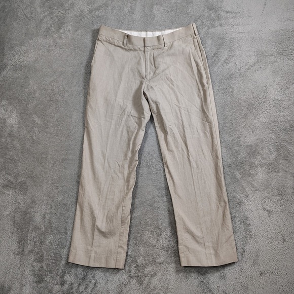 Cubavera Pants Mens 34 Beige Chino Khaki Linen Blend Pockets Casual 34x29* - Picture 1 of 12